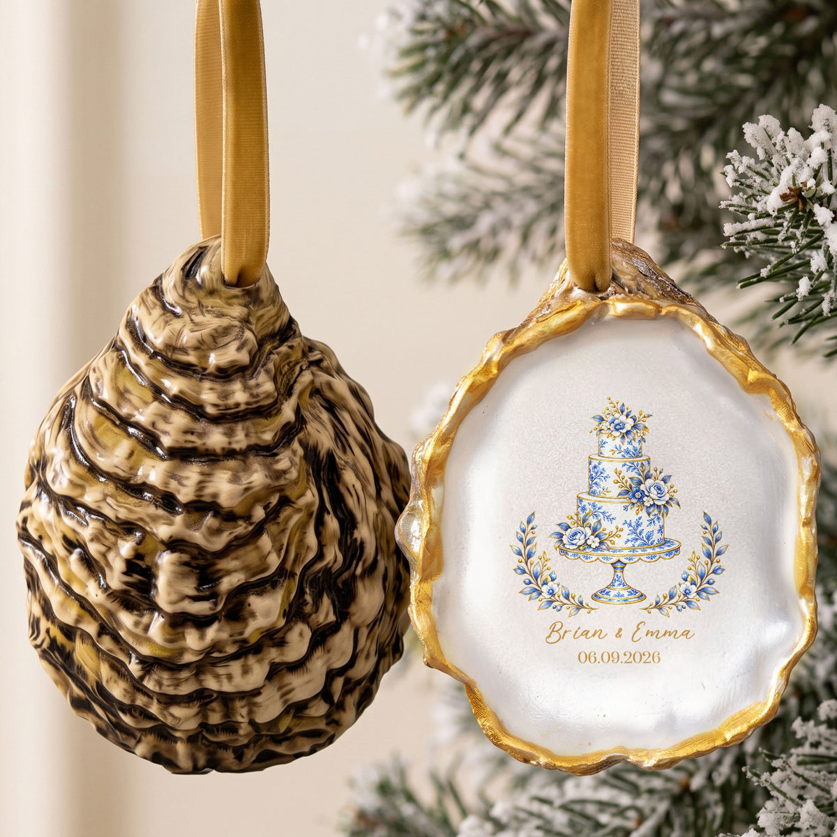 Custom Name & Date First Christmas Couple Wedding Christmas Gifts - Personalized Ornament