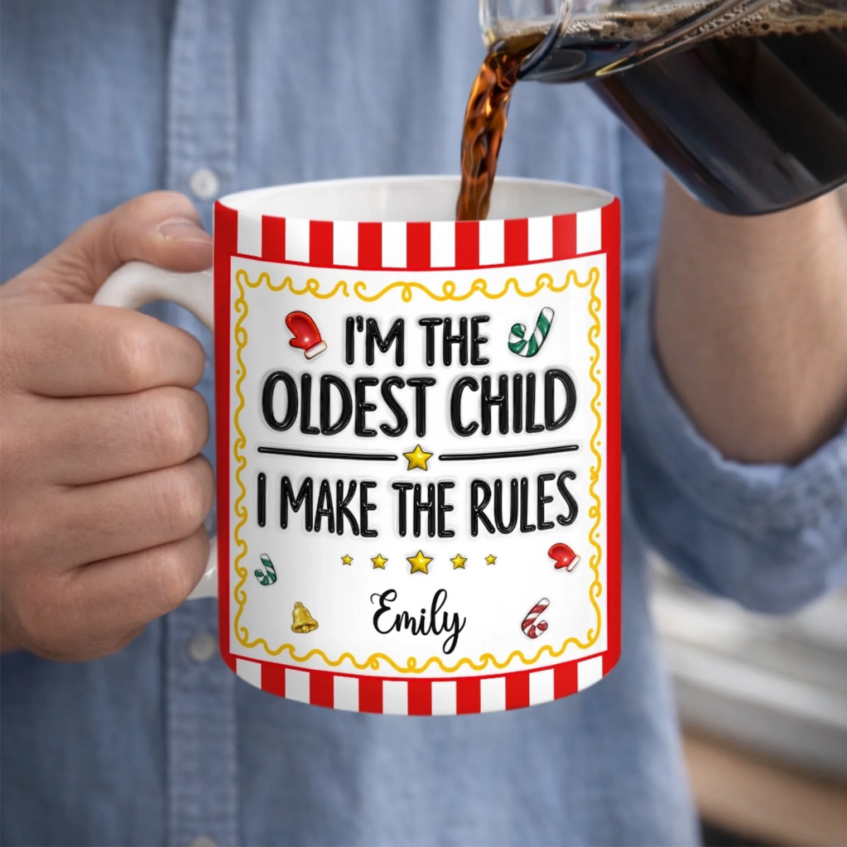 Custom Name Birth Order Sibling Christmas Gifts - Personalized Mug