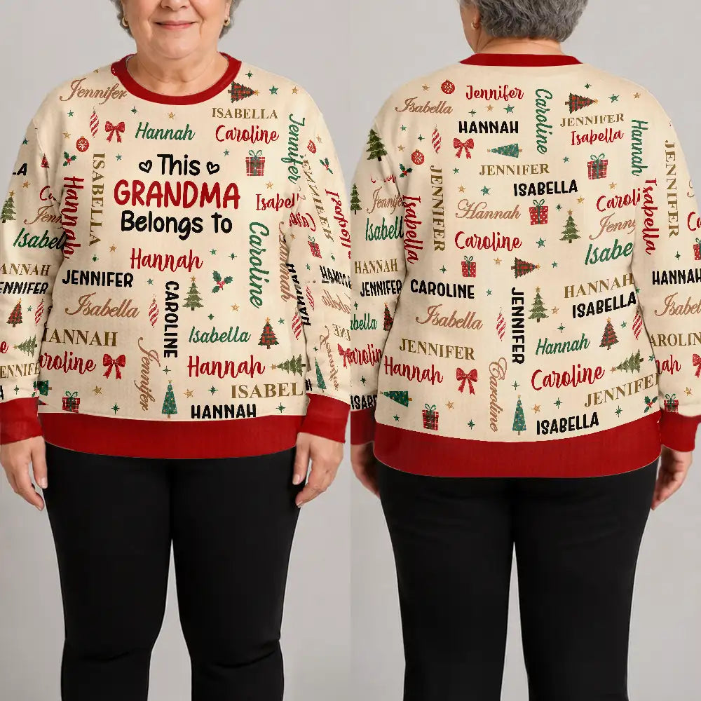 Christmas Gift For Grandma Nana - Personalized Kids Names Unisex Ugly Sweater