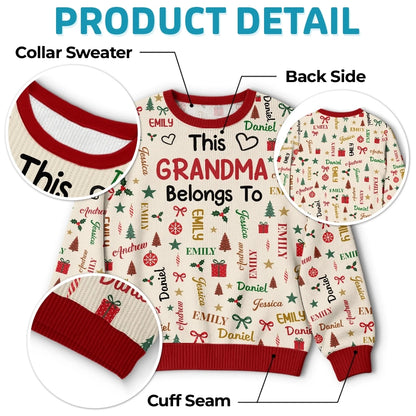 Custom Name Grandma and Grandpa Family Christmas Gifts - Personalized Ugly Sweatshirt