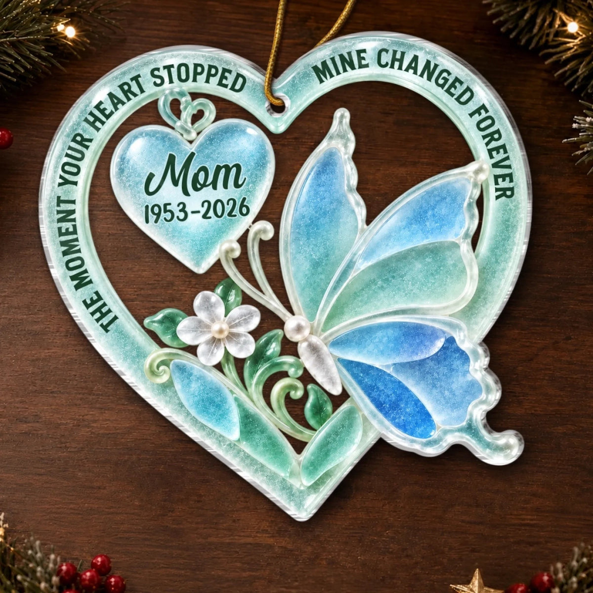 Custom Sea Glass Acrylic Ornament - Personalized Christmas Memorial Sympathy Gifts For Loss Of Mom, Dad - Your Love Is My Legacy
