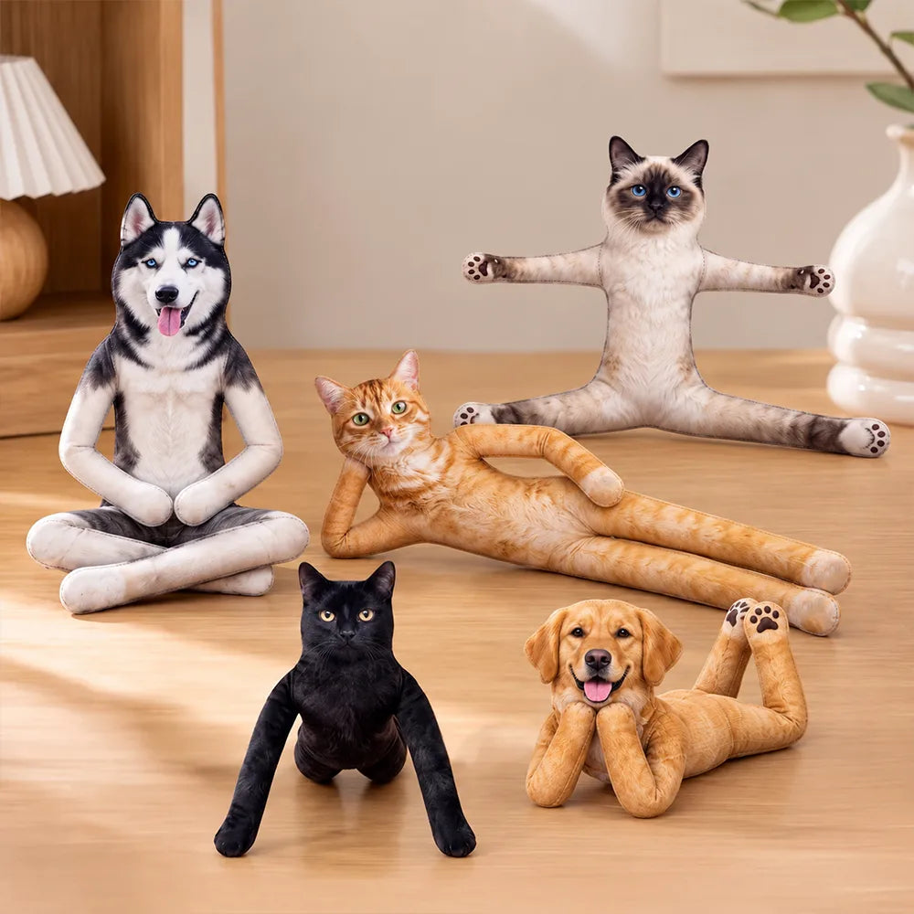 Funny Gift For Dog Mom, Dad, Cat Lover - Personalized Custom Photo Pet Squishy Toy Poseable Plush Doll