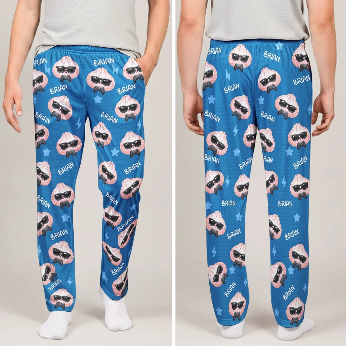 Cute Dumpling Custom Name Personalized Lounge Pants – Family Matching Pajama Pants For Adults & Kids
