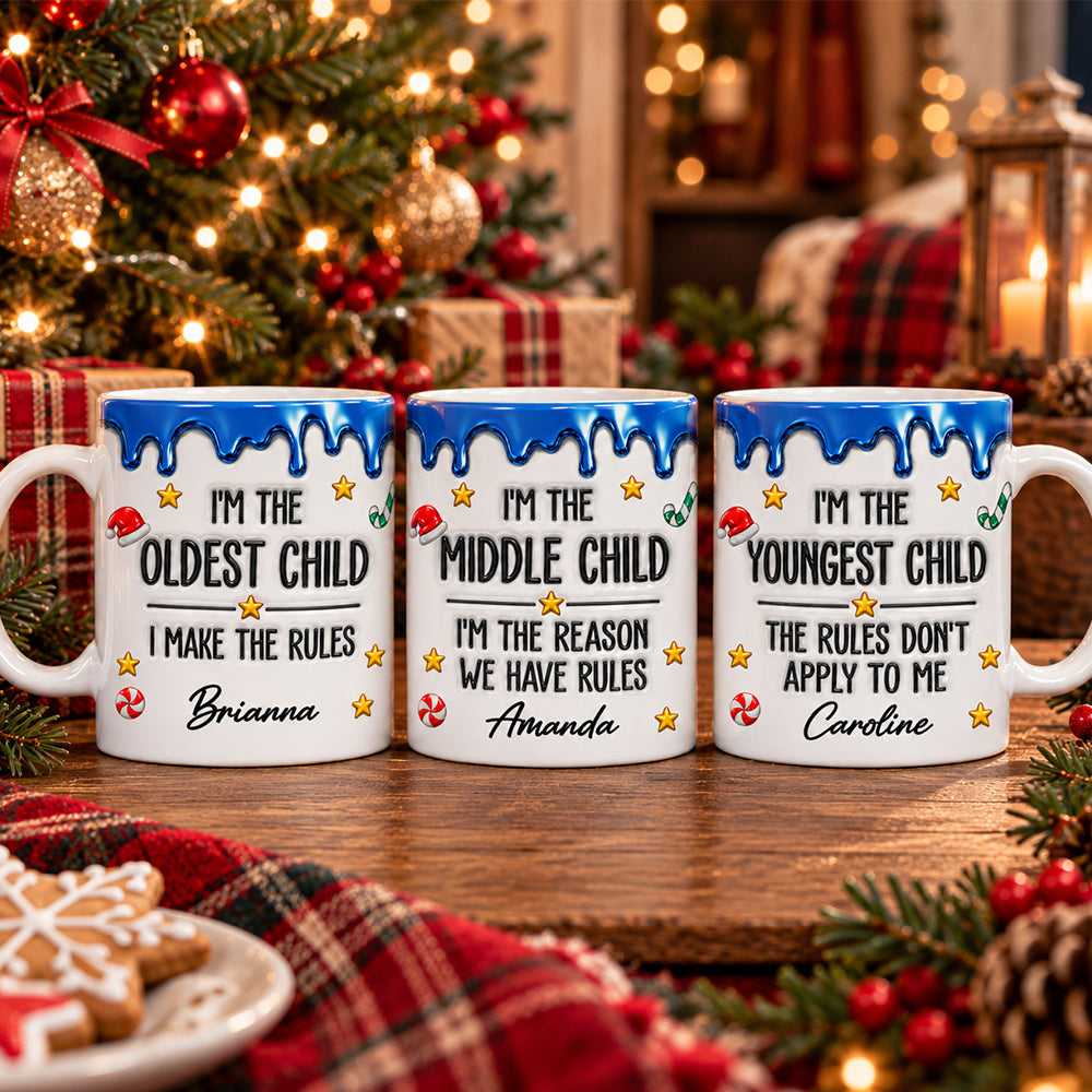 Custom Christmas & Birthday Keepsake Gift • Different Ages Same Family Chaos - Personalized 3D Inflated Effect Mug