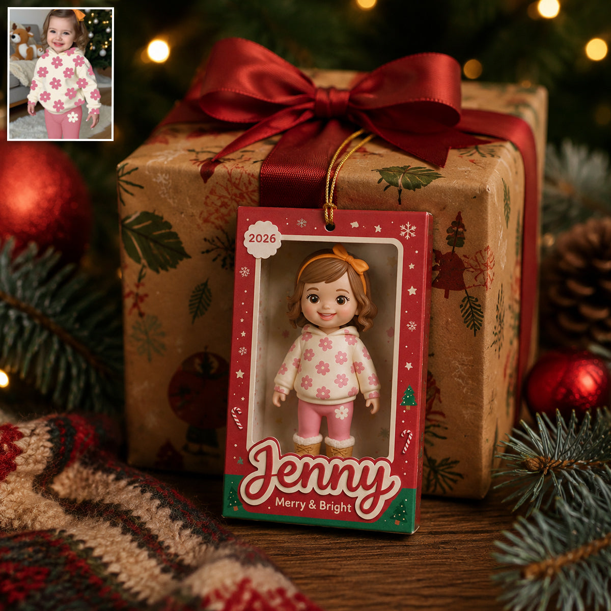Personalized Fawn Chihuahua Christmas Ornament, Custom 2026 Pet Keepsake Gift for Chihuahua Owner Holiday Tree Decor