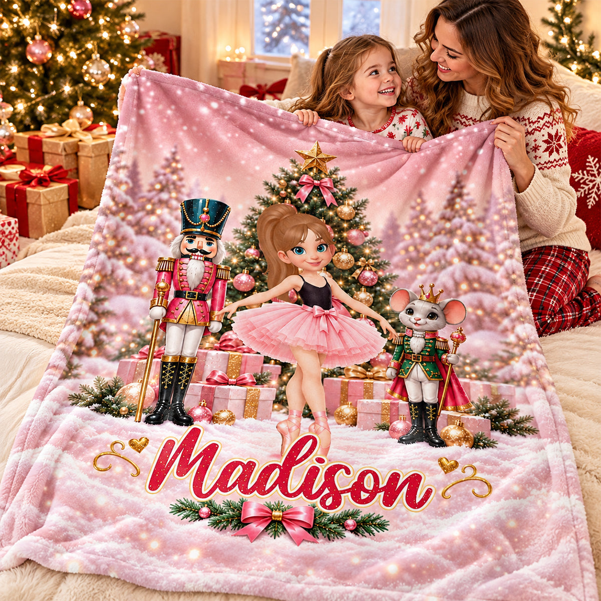 The Nutcracker Ballet Dancer - Personalized Fleece Blanket - Christmas Gift for Daughter, Granddaughter, Niece