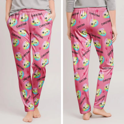 Cute Dumpling Custom Name Personalized Lounge Pants – Family Matching Pajama Pants For Adults & Kids
