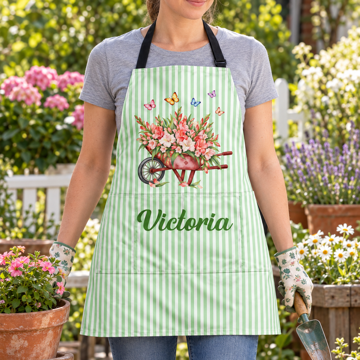Custom Name Birthflower Gift For Gardener Gardening Lovers Personalized Apron Maxdfvq33