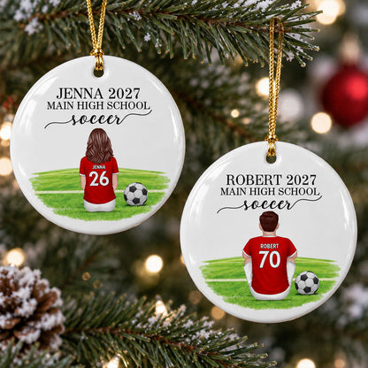 Senior Soccer Player - Personalized Ceramic Ornament – Custom Name, Number & High School Gift