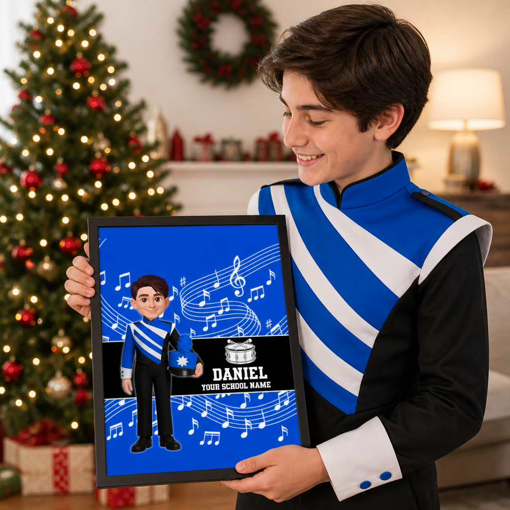 Custom Music Marching Band, Orchestra, Personalized Name, Color, School, Instrument, Trumpet, Clarinet, Tuba, Violine - Personalized Poster - Christmas Gift For Son, Grandson, Daughter, Granddaughter