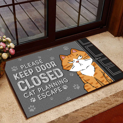 Cats Planning Escape Funny Personalized Doormat