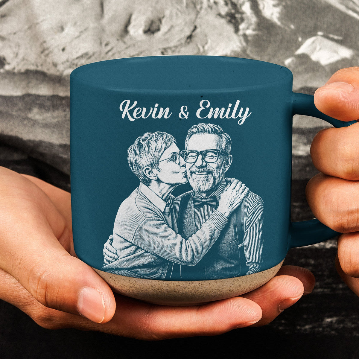 Drink Coffee Together Since Custom Photo Sketch Line Art - Personalized Mug