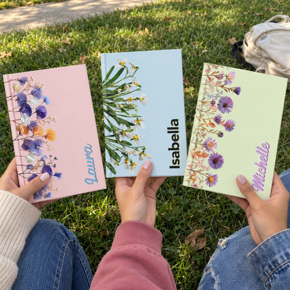 Custom Birth Flower & Name Shadow Text - Personalized Journal