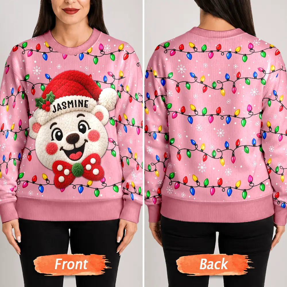 Christmas Gift For Family Couples - Personalized Character Faux Chenille Effect Santa Snowman Reindeer Unisex Ugly Sweater