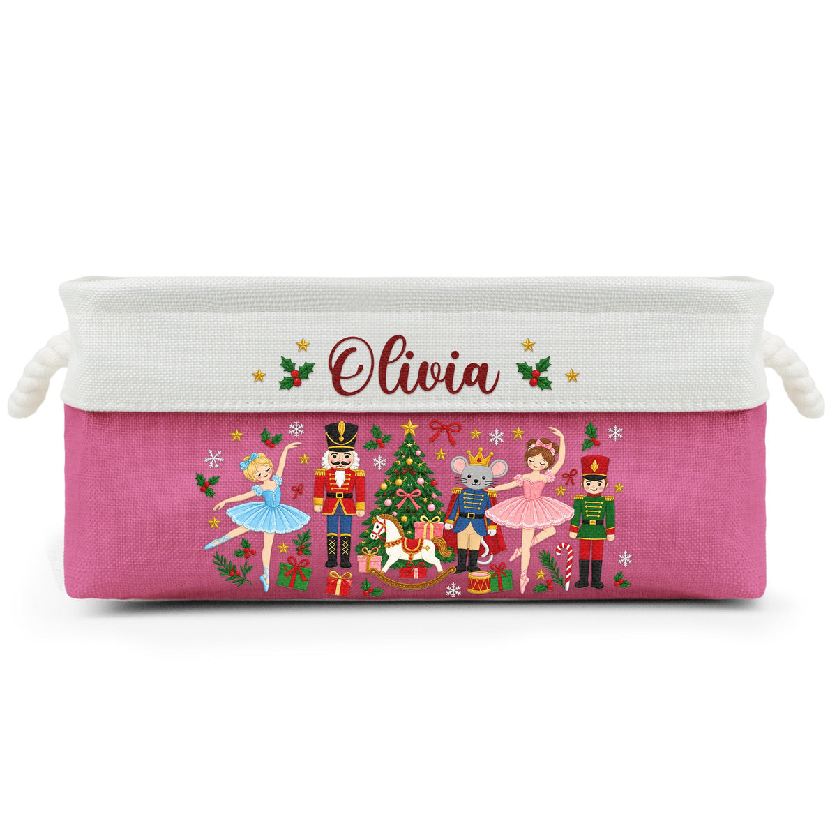 Nutcracker Christmas Custom Name Basket For Kids, Grandkids - Personalized Storage Basket