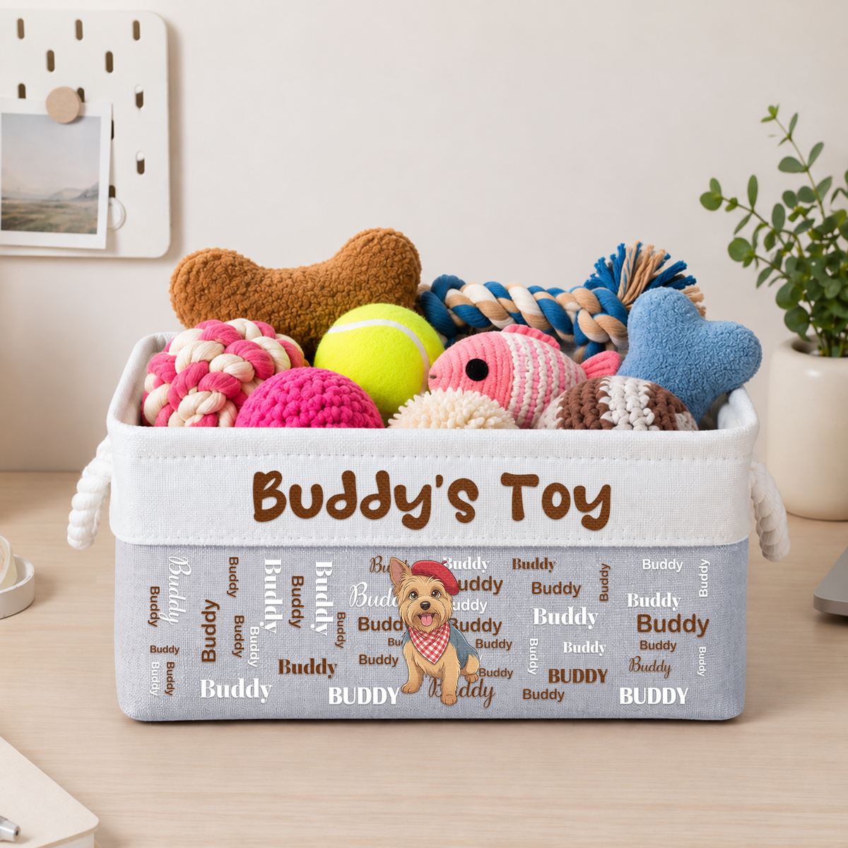 Custom Pet Portrait Cartoon Art Gift For Pet Lovers Personalized Storage Basket Mah3Wfzjf
