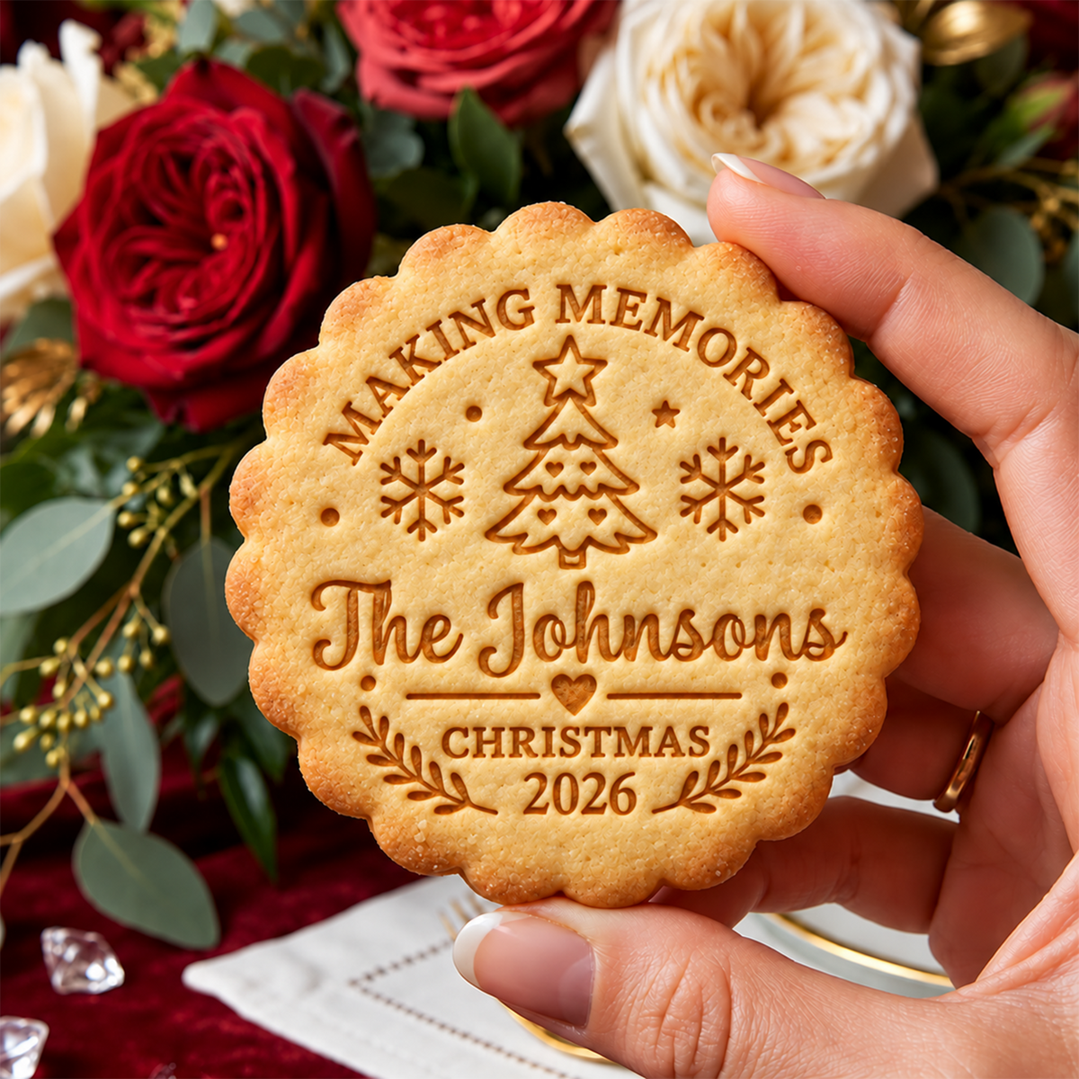 Personalized Family Name Making Memories Christmas Cookie Stamp, Holiday Baker Gift HO82 904124