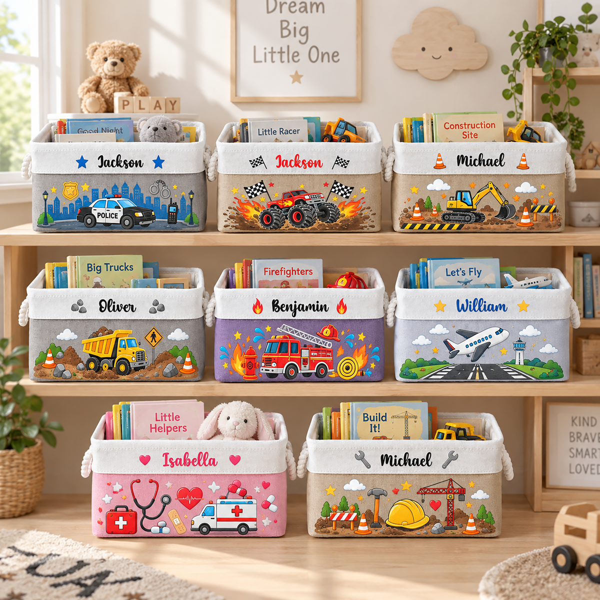 Custom Toy & Book Basket For Kids, Daughter, Son - Personalized Storage Basket