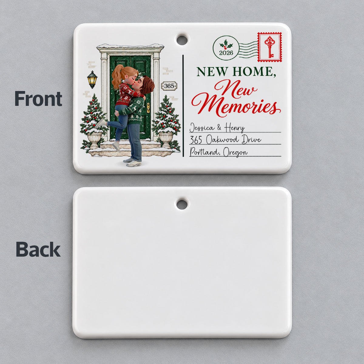 Couple First Christmas In New Home - Personalized Ceramic Ornament – New Home Keepsake, Housewarming Gift for Couple