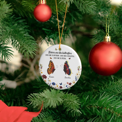 Custom Birth Month Butterflies Gift For Sister Friend Sibling - Personalized Ornament