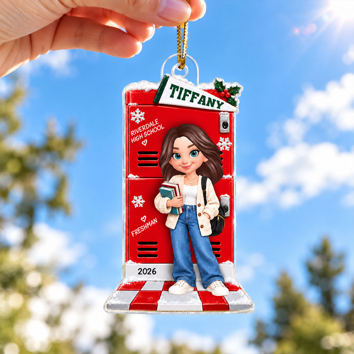 Freshman Senior Year School Locker - Personalized Acrylic Ornament - Christmas Gift For Girl Boy Grandkids