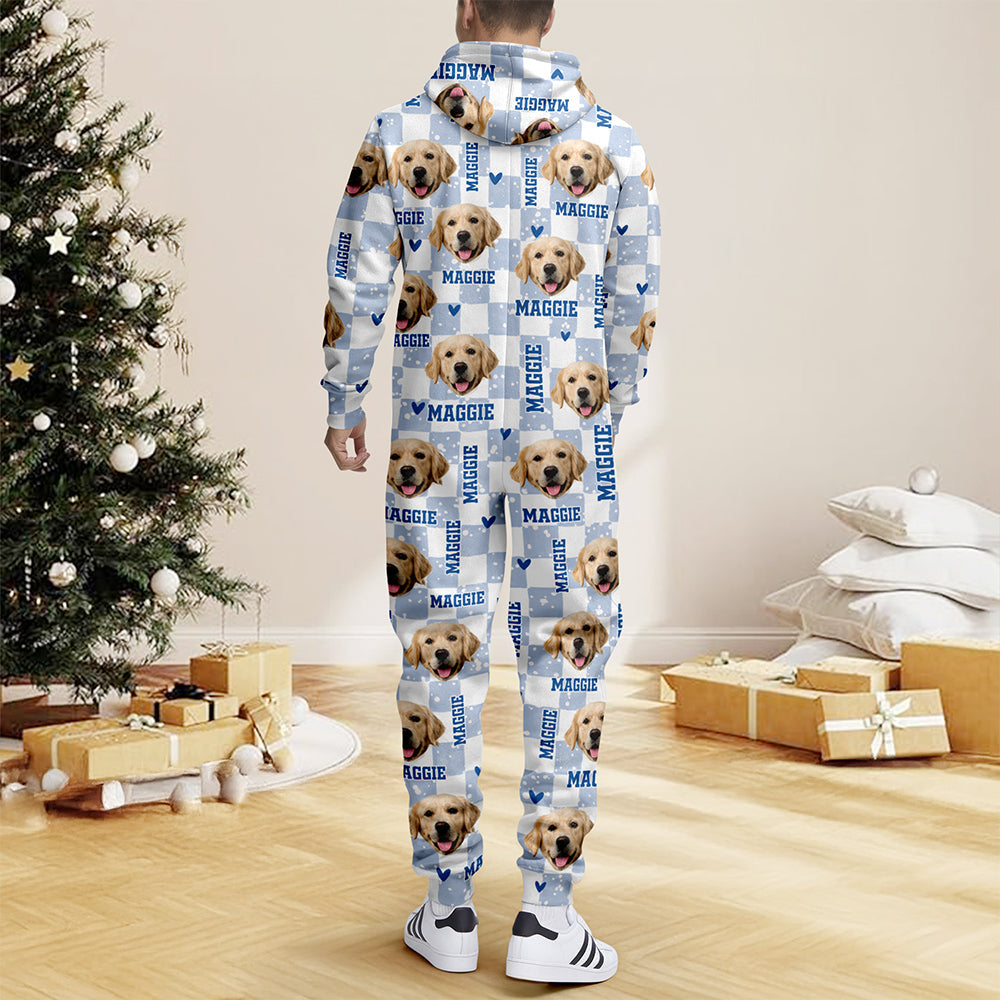 Custom Dog Photo And Name Onesie Pajamas Christmas Holiday Gift For Pet Lovers CH07 180722