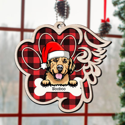 Paw & Wing Memorial Dog Personalized Christmas 2-Layer Wooden Ornament