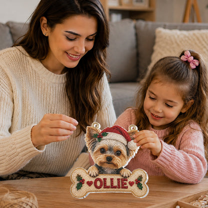 Personalized Christmas Fawn Pug Puppy Diamond Painting Ornament Kit
