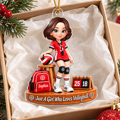 Custom Volleyball Girl Name - Personalized Acrylic Ornament - Christmas Gift for Daughter, Granddaughter, Holiday Keepsake for Volleyball Players