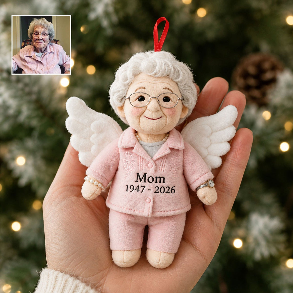 Personalized Angel Latina Grandpa Memorial Plush Ornament - I'm Always With You Remembrance Keepsake Christmas Gift