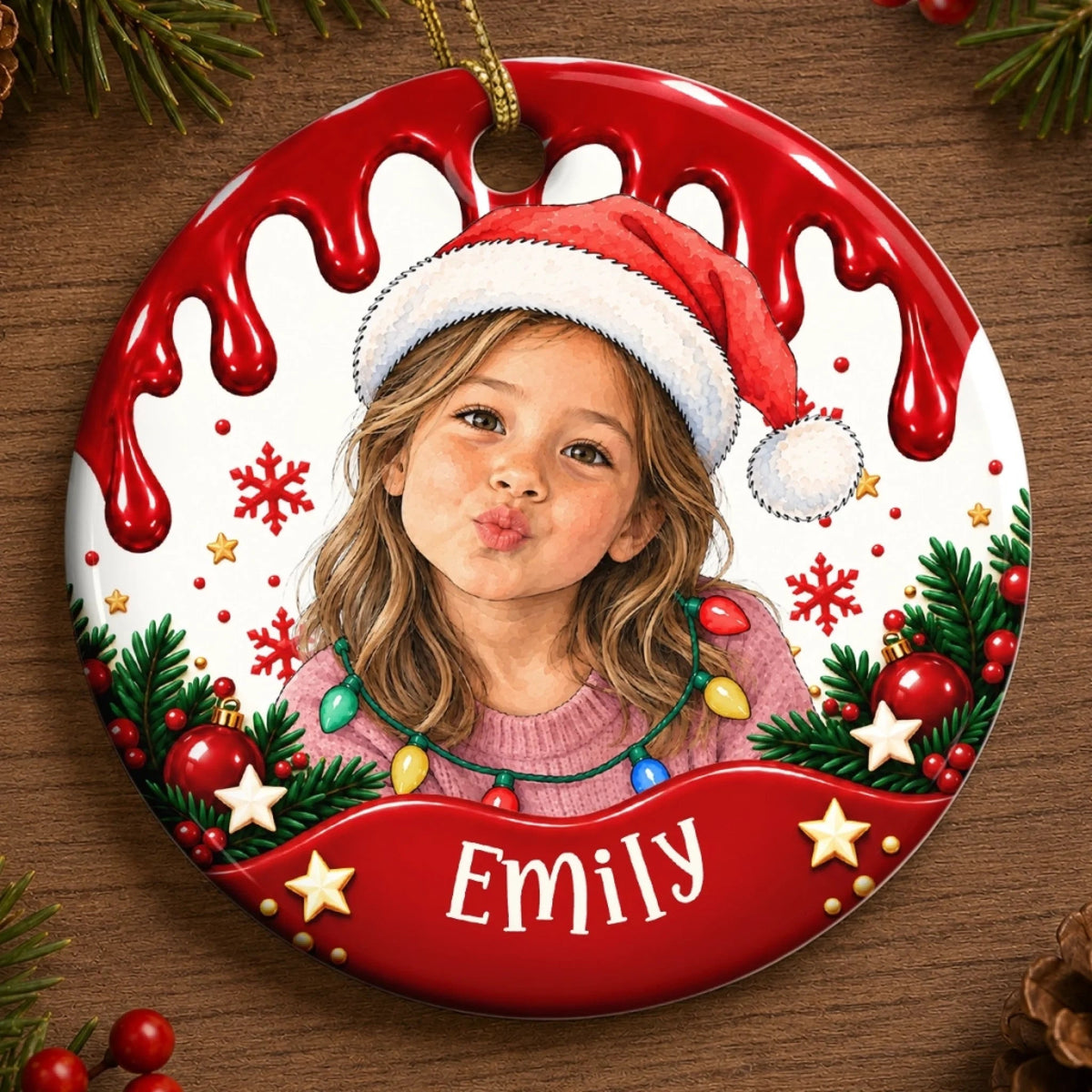Custom Photo Christmas Gifts for Kids - Personalized Ceramic Ornament