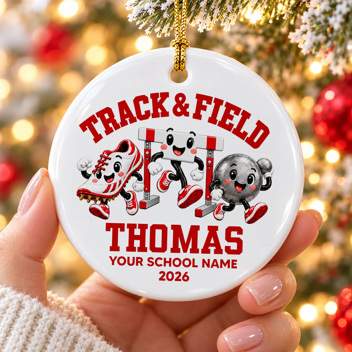 Cute Track & Field Sports - Personalized Ceramic Ornament - Christmas Gift For Track & Field Athletes, Son, Daughter, Grandson, Granddaughter