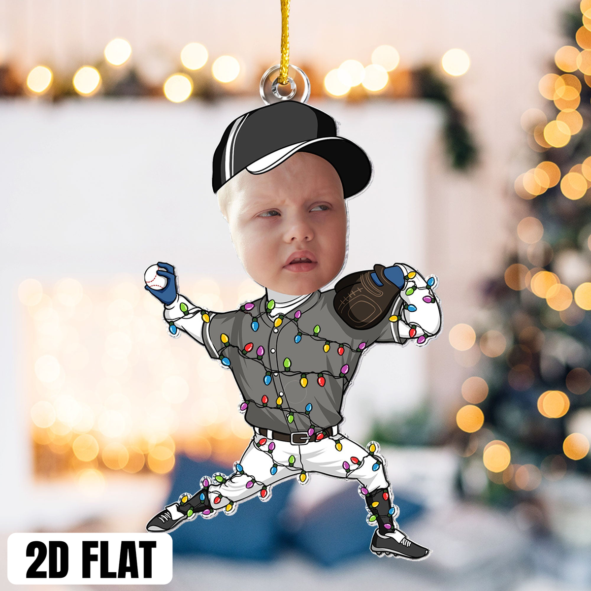 Personalized 2D Flat Baseball Ornament, Custom Player Photo Acrylic Ornament