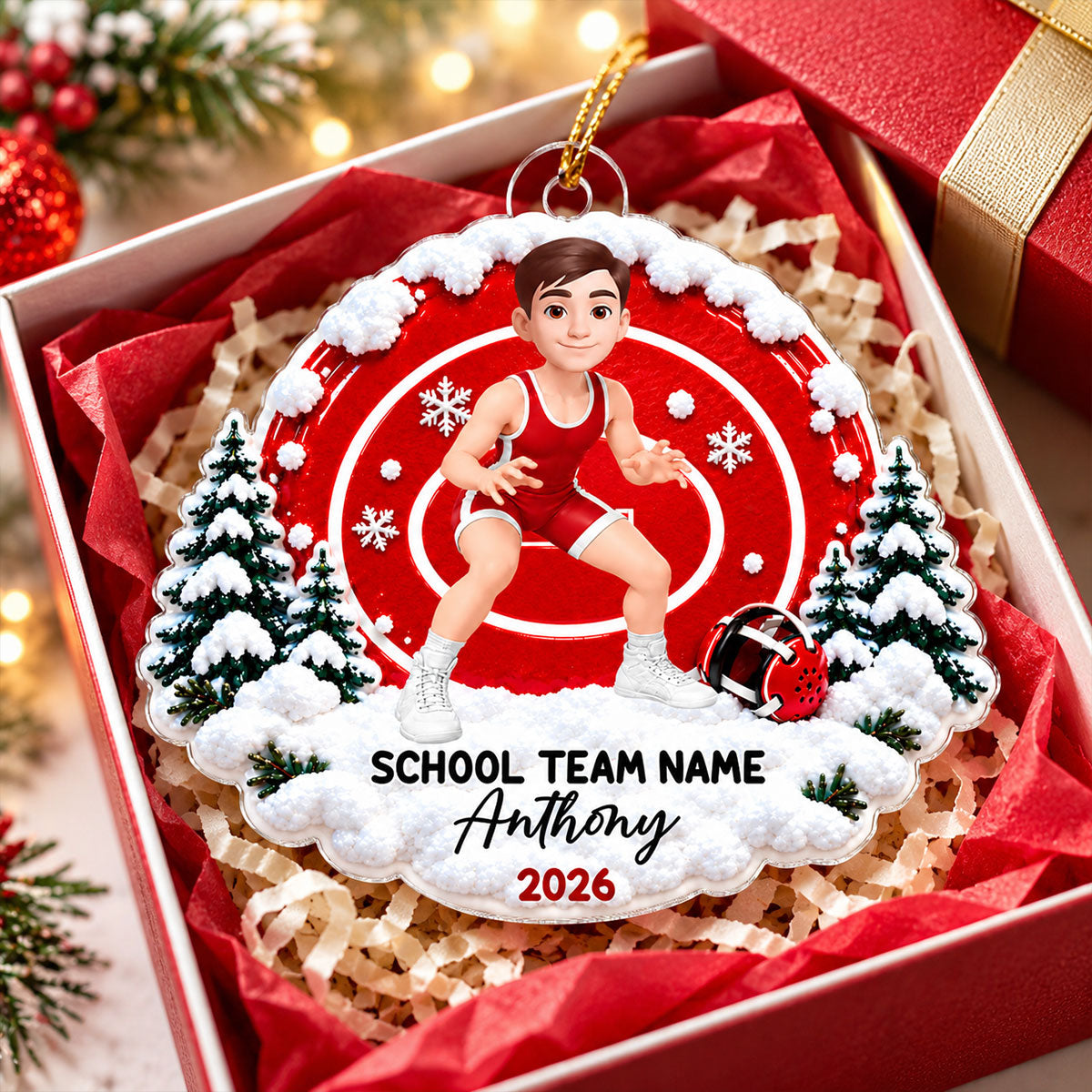Girl Boy Wrestler - Personalized Acrylic Ornament - Christmas Gift For Kids Grandkids, Young Wrestlers