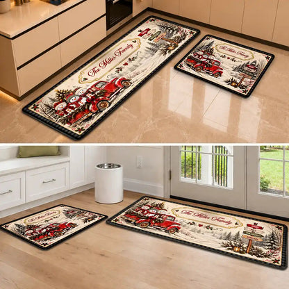 Custom Family Name Snowman Christmas - Personalized Runner Rug
