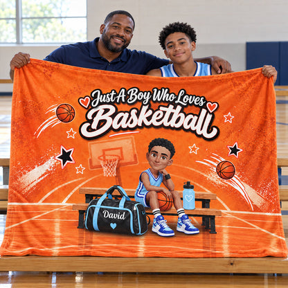 Just a Boy Girl Who Loves Basketball - Personalized Fleece Blanket - Christmas Gift for Daughter, Granddaughter, Team Players
