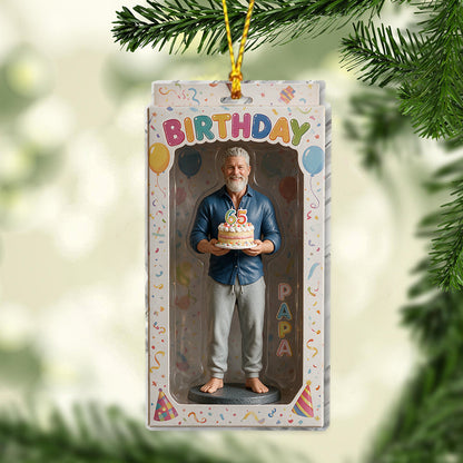 Personalized 70th Birthday Older Black Man Ornament, Gift for Dad Grandpa Husband