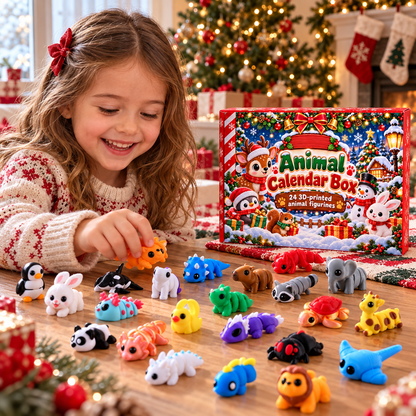 24 Flexible 3D-Printed Animal Toys with Custom Name - Personalized Custom Advent Calendar
