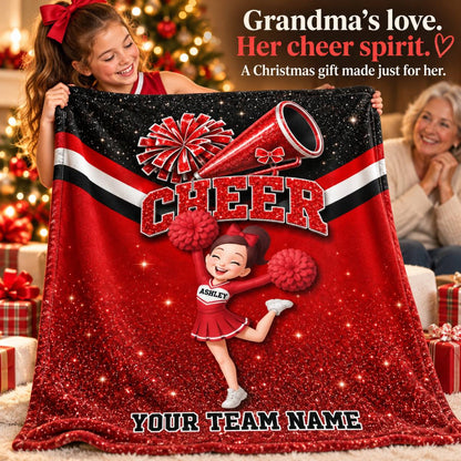 Proud Cheerleader Custom Name And Team Name - Personalized Fleece Blanket - Christmas Gift For Cheerleaders, Daughter, Granddaughter