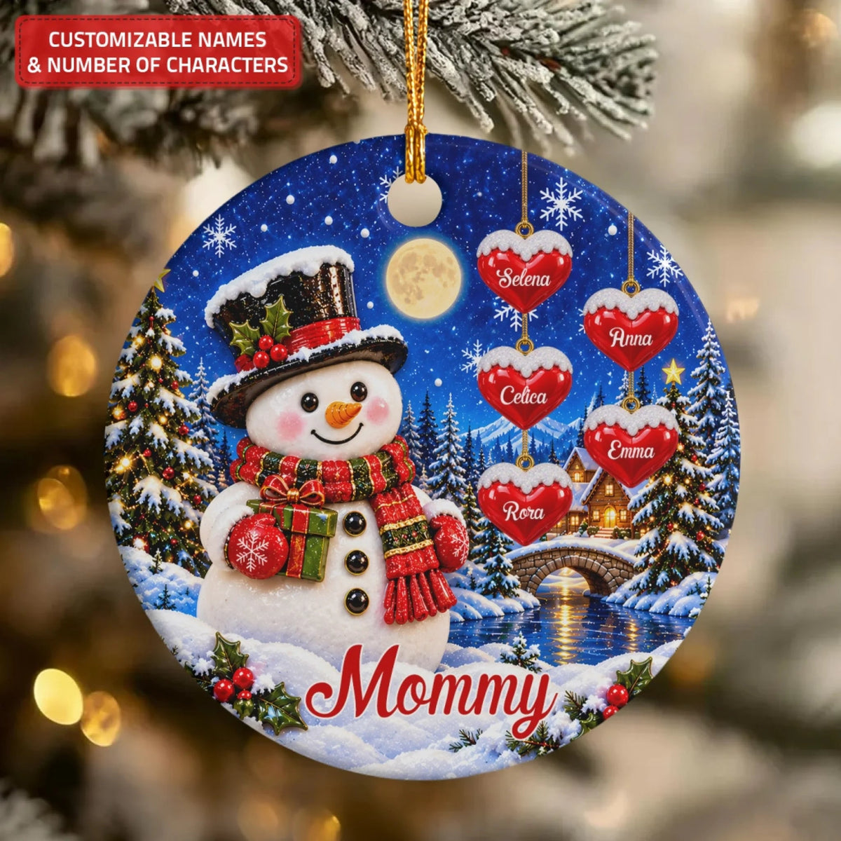 Christmas Snowman - Ceramic Ornament - Christmas Gift For Grandma, Family