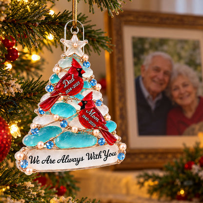 Heartwarming Remembrance Always With You Cardinal Christmas Tree - Personalized Acrylic Ornament - Christmas Memorial Keepsake, Remembrance, Sympathy Gift