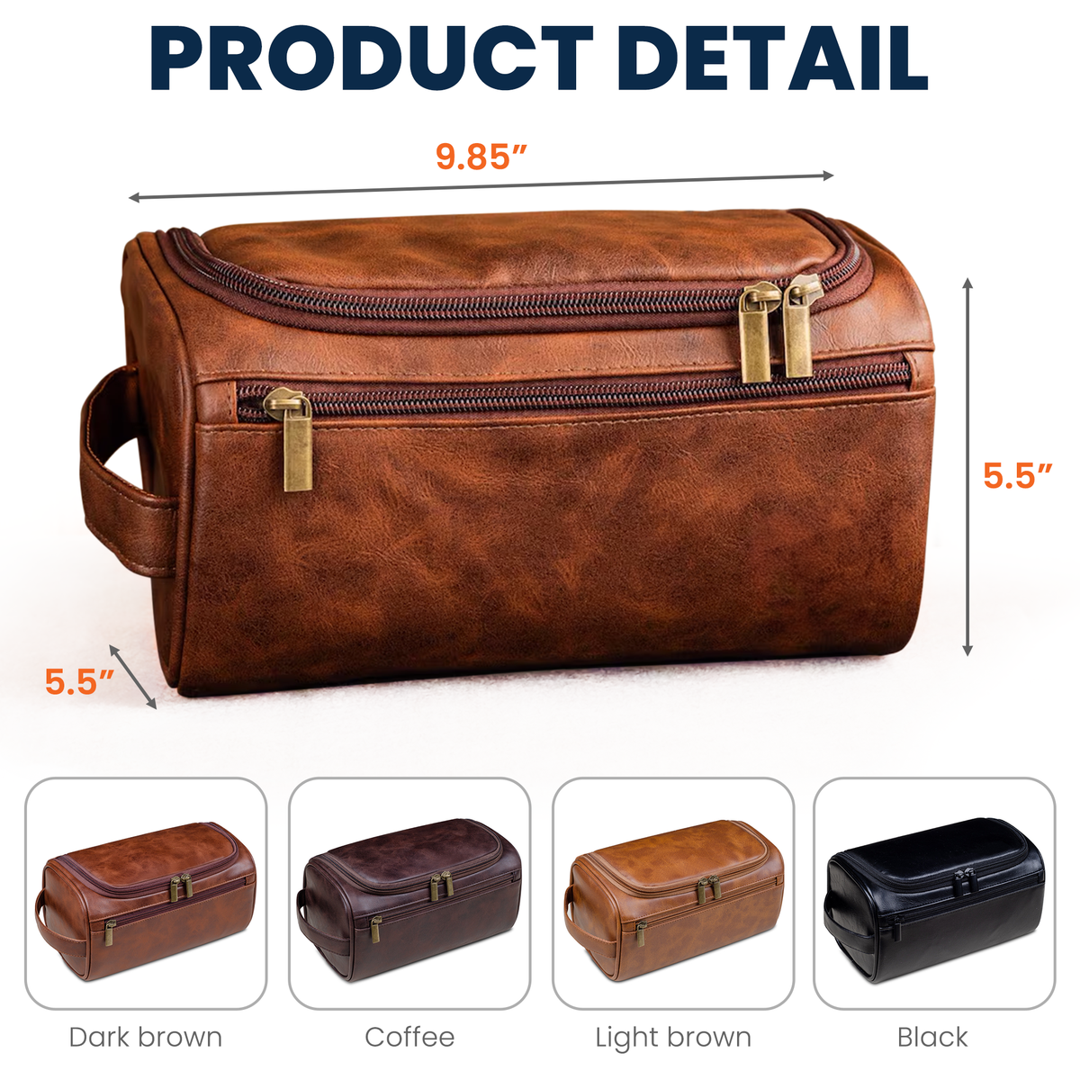 Custom Roman Numeral Date For Groom, Husband, Anniversary Wedding Gifts - Personalized Leather Toiletry Bag