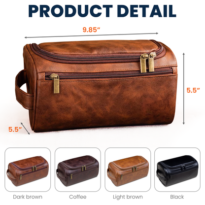 Custom Roman Numeral Date For Groom, Husband, Anniversary Wedding Gifts - Personalized Leather Toiletry Bag