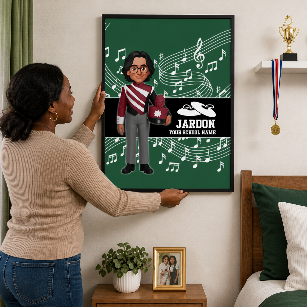 Custom Music Marching Band, Orchestra, Personalized Name, Color, School, Instrument, Trumpet, Clarinet, Tuba, Violine - Personalized Poster - Christmas Gift For Son, Grandson, Daughter, Granddaughter