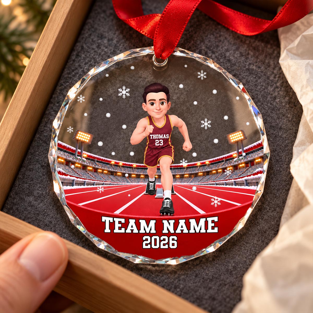 Track & Field Boy & Girl 2D Flat - Personalized Glass Ornament - Christmas - Custom Sports Keepsake Gift for Kids & Teens