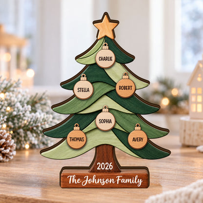 Custom Family Tree - Personalized Wooden Block Plaque - Christmas Keepsake, Christmas Gift For Family