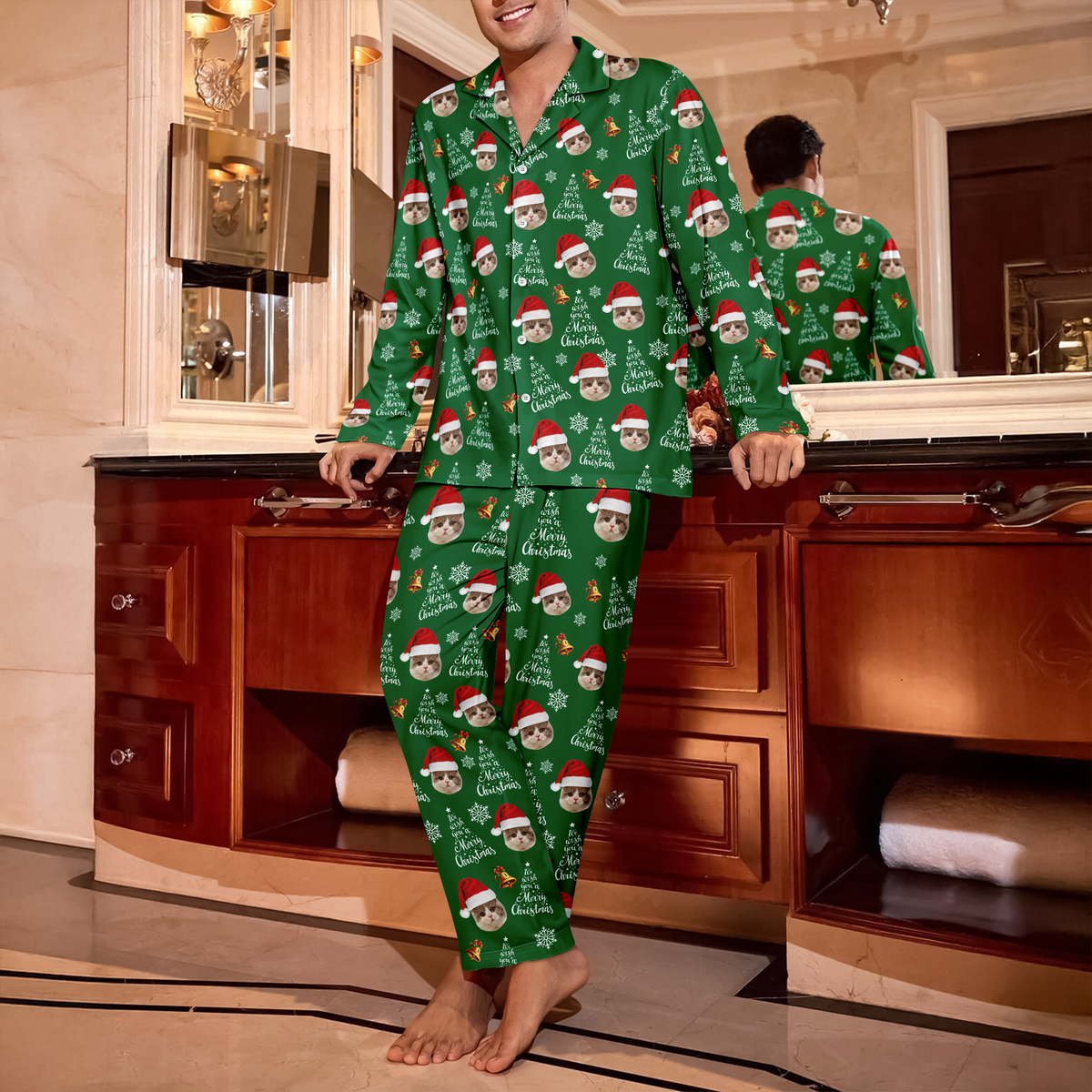 Dth Custom Cat Photo We Wish You A Merry Christmas Pajamas Th10 896281