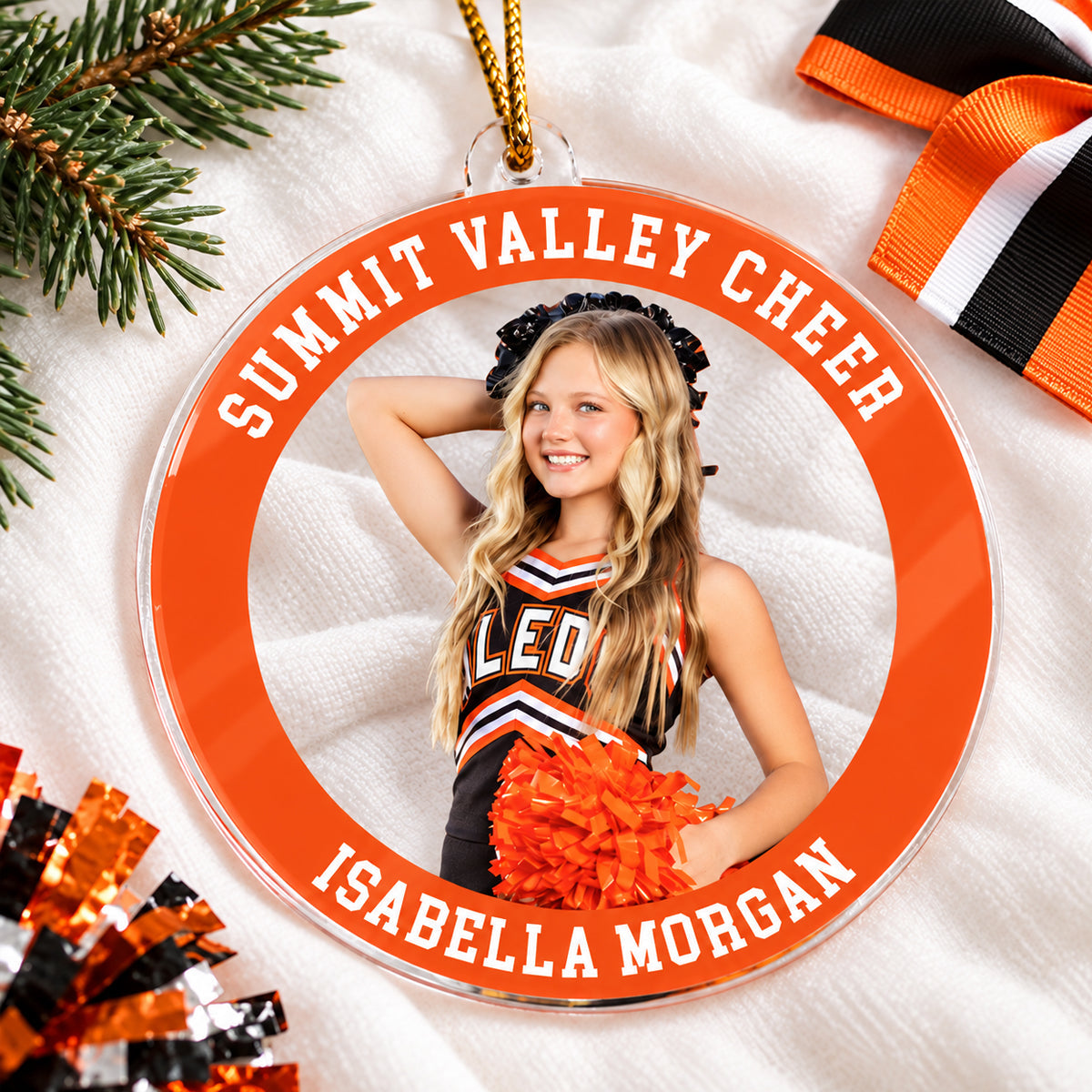 Custom Photo Cheerleading - Personalized Acrylic Ornament - Cheerleading Keepsake, Christmas Gift for Daughter, Son, Grandkids