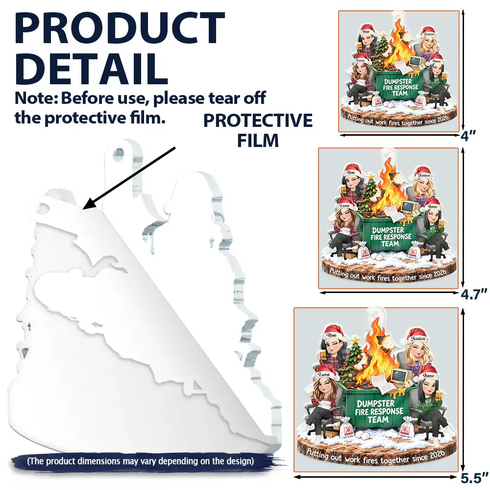 Christmas Gift For Coworkers - Personalized Dumpster Fire Response Team Acrylic Ornament