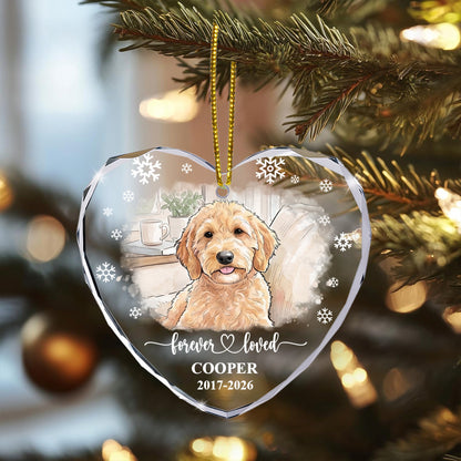 Forever Loved Memorial Pet Watercolor Photo - Personalized Ornament